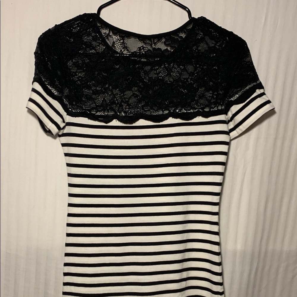 striped Lace T-Shirt